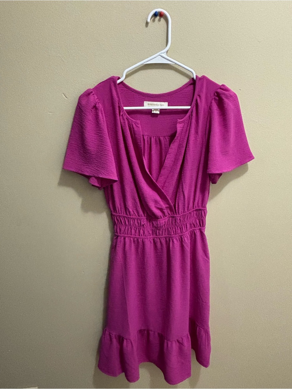 Monteau Fuchsia V-Neck Mini Dress